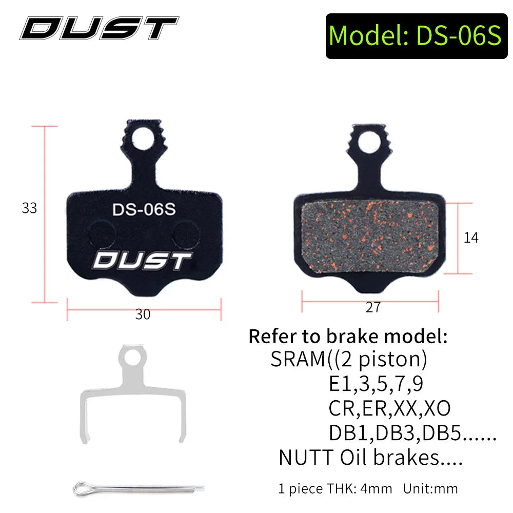 DUST 1Pair Semi-Metal Bicycle Hydraulic Disc Brake Pad MTB Mountain Bike Parts for SHIMANO XT XTR M315 SRAM Avid BB5 BB7 E1 E3