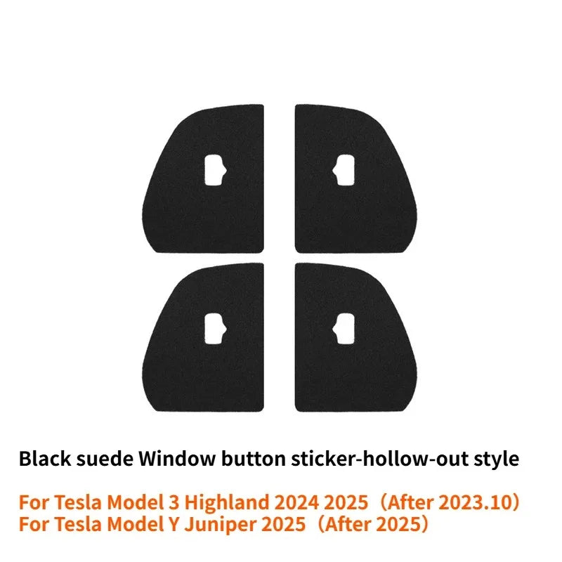 Car Interior Suede Door Switch Button Trim Stickers Patch Trim Cover For Tesla Model 3 Y Highland Juniper 2025 Car Accessories