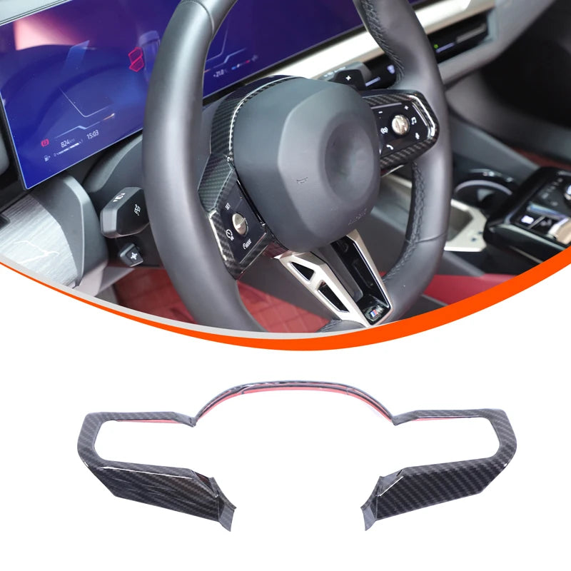 ABS Carbon Fiber For BMW 5 7 Series G60 G70 i7 2024 2025 For X3 G45 2025 Car Steering Wheel Frame Cover Trim Sticker Accessories