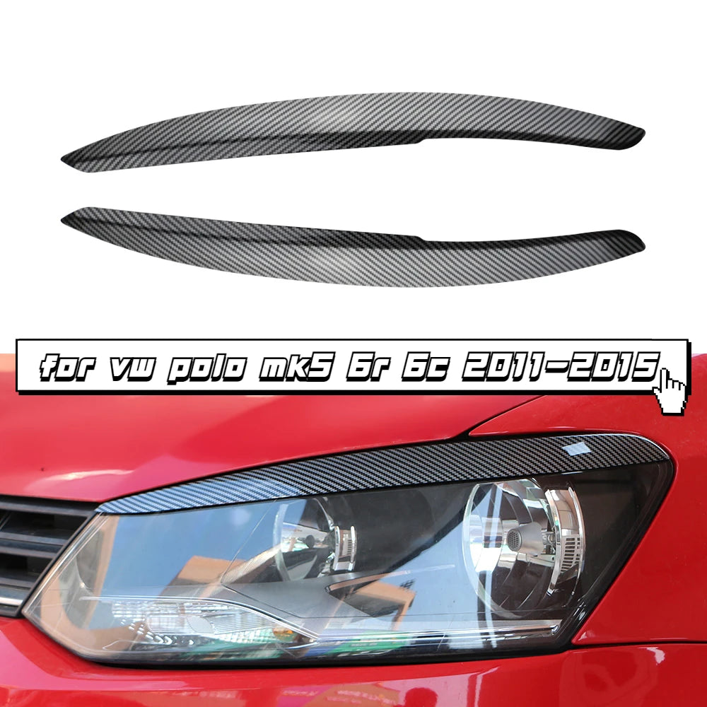 2Pcs/set Carbon Fiber Car Headlight Lamp Eyebrow Eyelid Trim