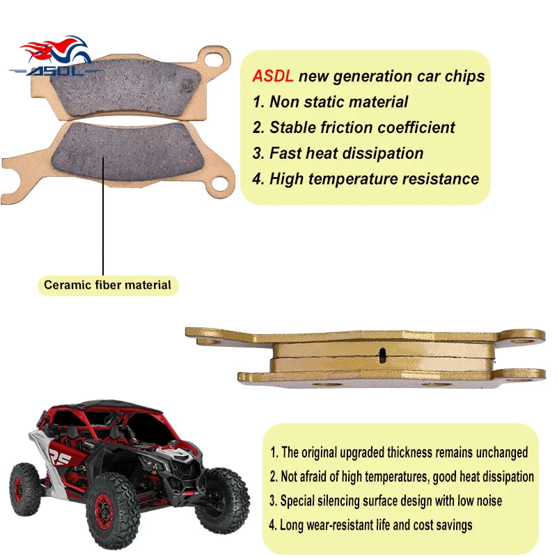 Front Rear Brake Pads Disc For Can Am Outlander 450 570 650 