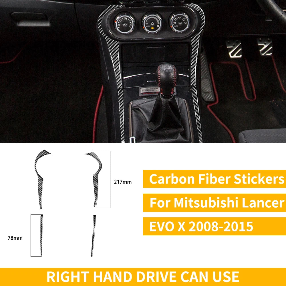 For Mitsubishi Lancer EVO X MR 2008-2015 Carbon Interior Trim Sticker Set Speedometer Window Lifting Storage Car Accessories