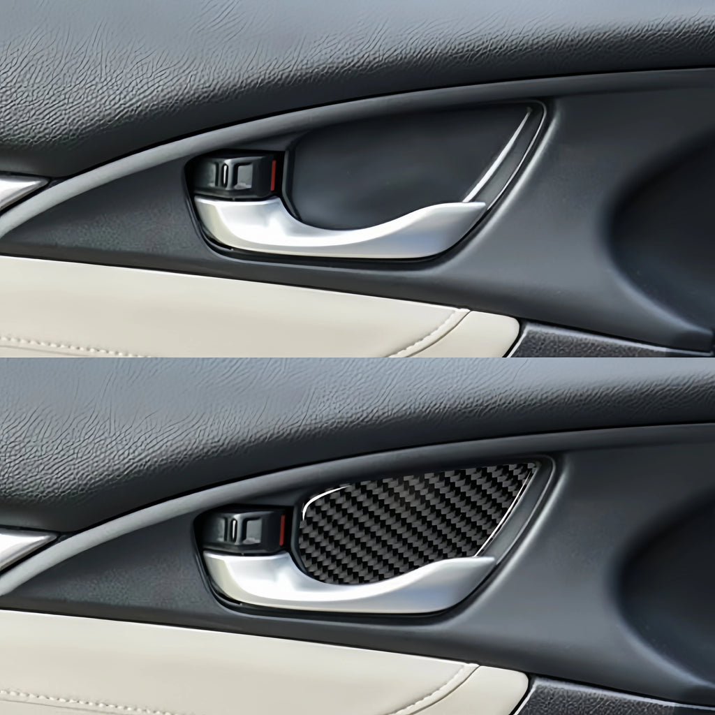 4pcs Car Interior Door Handle Bowl Cover Trim Carbon Fiber D