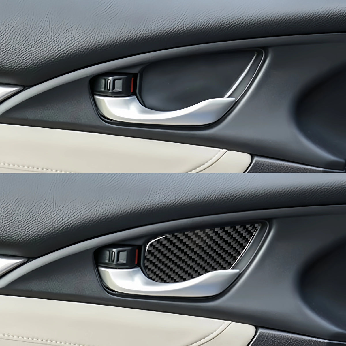 4pcs Car Interior Door Handle Bowl Cover Trim Carbon Fiber D