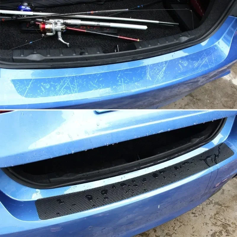Universal 3D Carbon Fiber Rear Bumper Guard Sticker Anti-kic