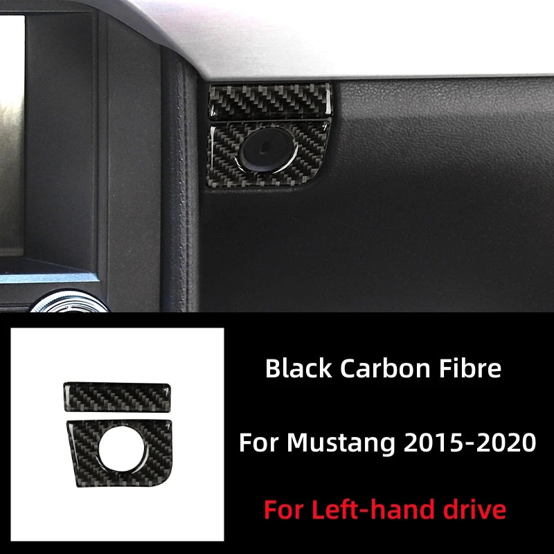 For Ford Mustang GT 2015-2021 Car Accessories Carbon Fiber Interior Car Co-pilot Storage Box Switch Panel Cover Trim Stickers