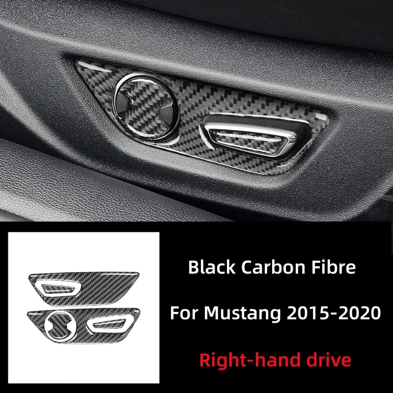 For Ford Mustang GT 2015-2021 Car Accessories Carbon Fiber Interior Car Seat Adjust Button Panel Frame Trim Cover Sticker Decor