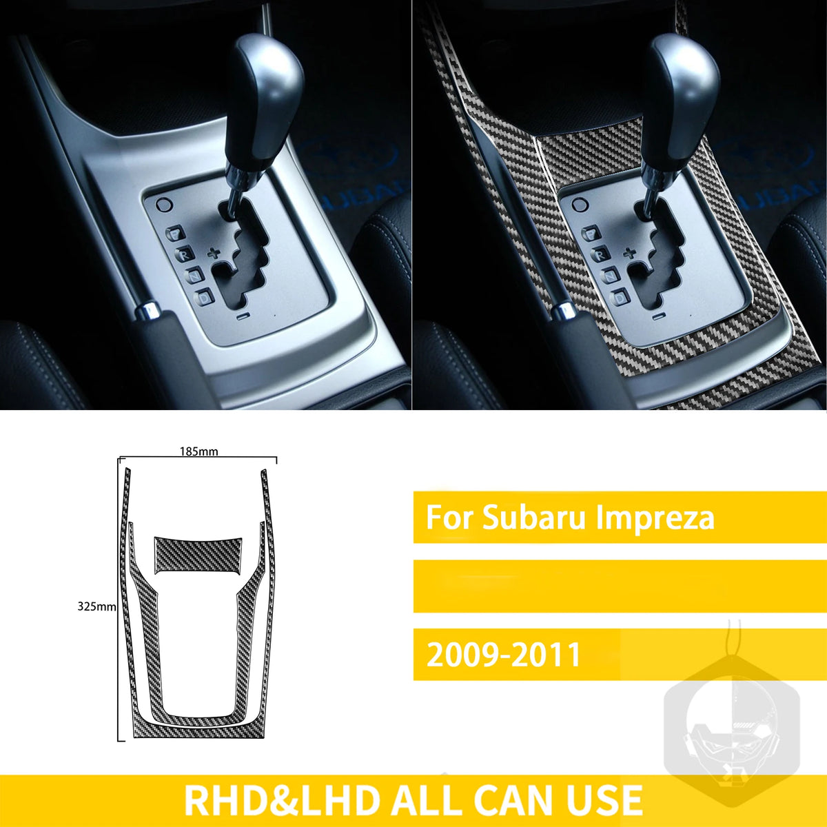 For Subaru Impreza 2009 2010 2011 Accessories Carbon Fiber Car Interior Gear Cuphold Panel CD Air Outlet Cover Trim Sticker