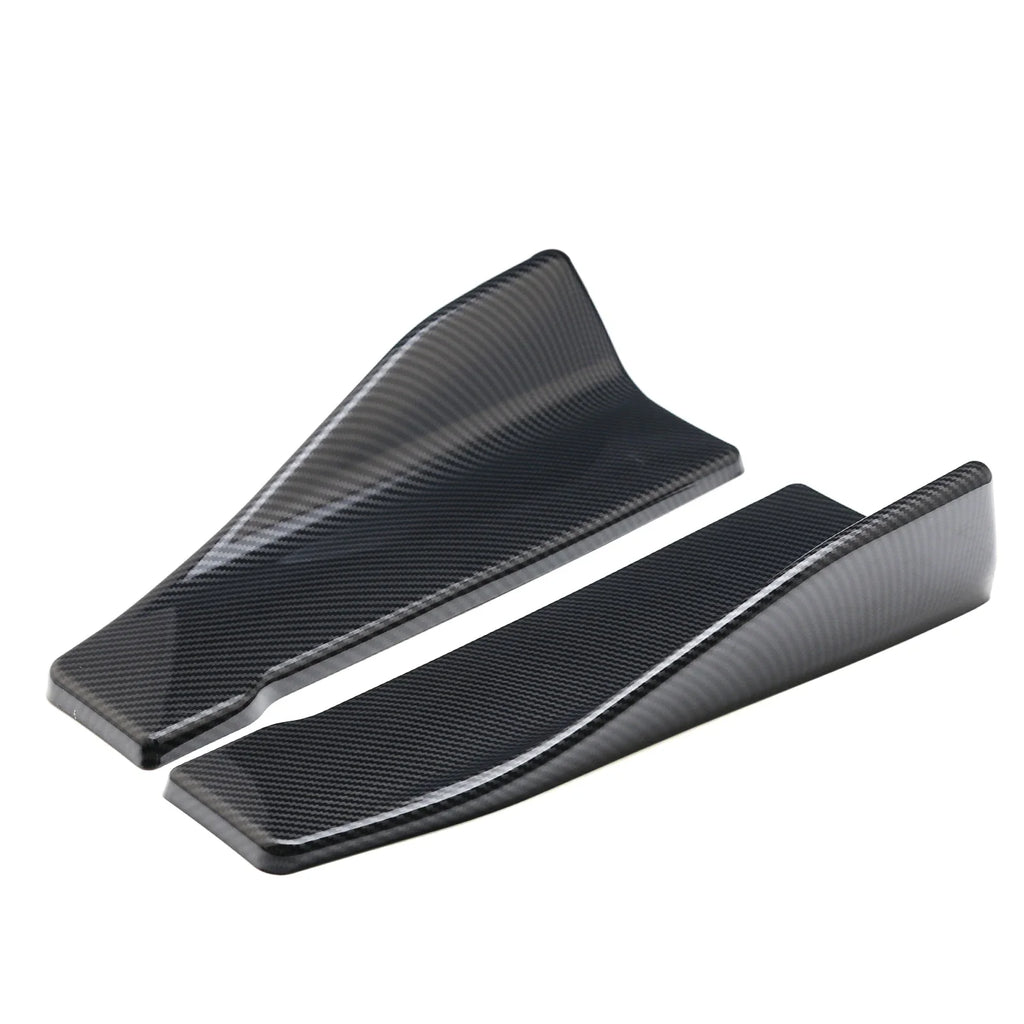 Universal Fit Car Spoiler Lip Carbon Fiber Glossy Black Rear Side Skirt Rocker Wings 35cm Protection Trims for Vehicle