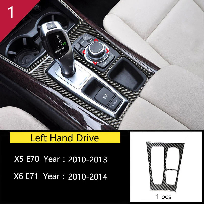 For BMW X5 X6 E70 E71 Accessories Car Interior Air Conditioning CD Console Panel Cover Decoration Trim Carbon Fiber Car Styling
