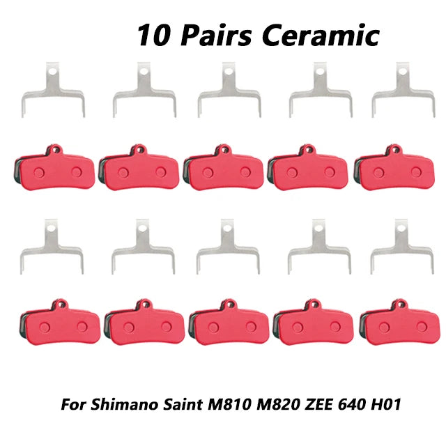10Pairs Resin/Ceramic/Full Metal Bike Disc Brake Pads For Saint M810M820 ZEE 640 H01 MTB Hydraulic Brake Pad Bicycle Brake Parts