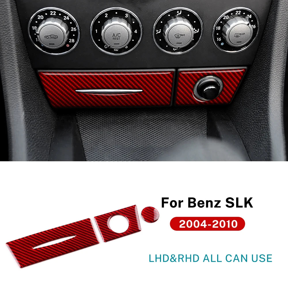 Real Soft Carbon Fiber Trim Sticker For Mercedes Benz SLK R171 2004 2005 2006 2007 2008 2009 2010 Car AC Storage Bottom Panel