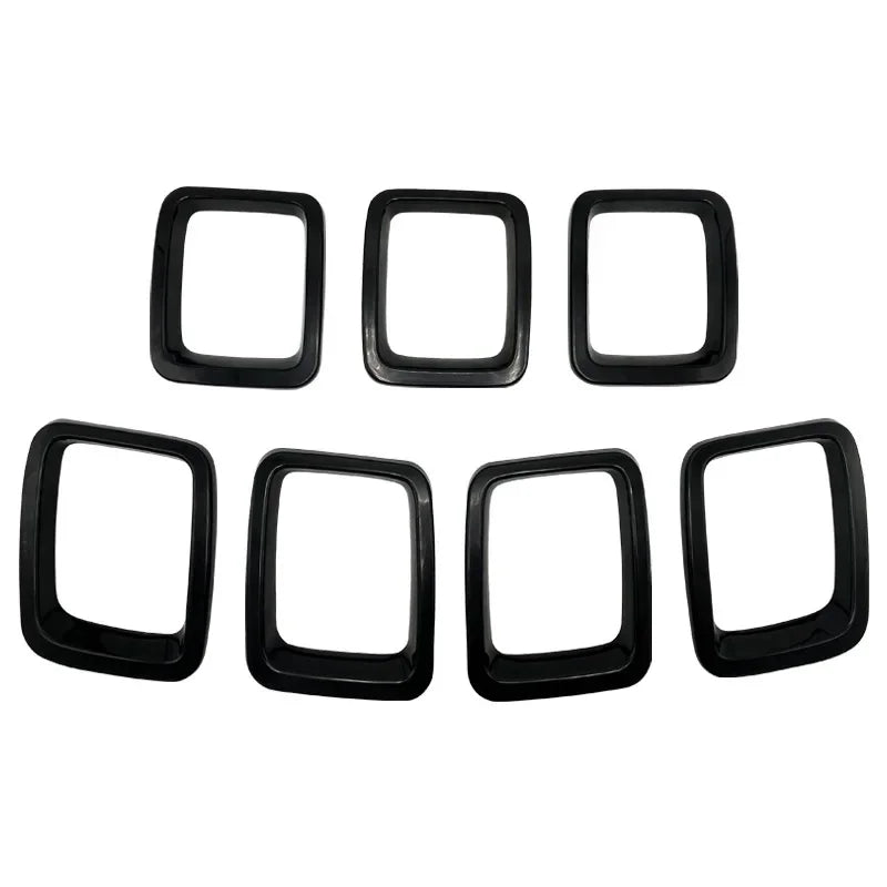 7PCS Car Carbon Fiber Grille Inserts ABS Front Grill Cover Frame Trims Kit For Jeep Compass MP 2017-2020 Exterior Accessories