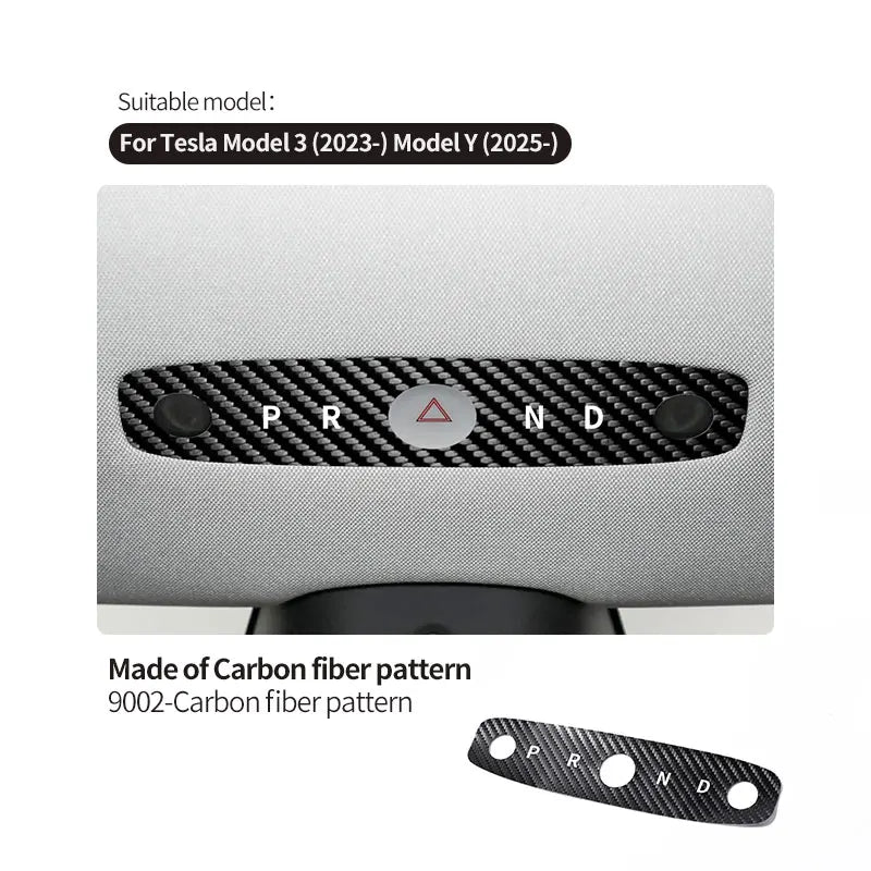 For Tesla Model 3 (2023-) / Model Y (2025-) Car Reading Light Panel Trim Sticker Anti Scratch Carbon Fiber Interior Accessories