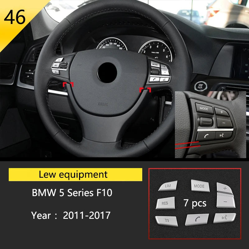 For BMW 5 Series F10 F18 Car Styling Interior Buttons Panel Frame Decoration Cover Trim Car Sticker Stainless Steel Accessories