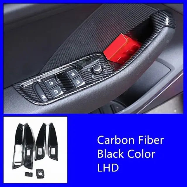For Audi A3 8V S3 Center Console Dashboard Stickers Strips Carbon Fiber Car Door Decoration Cover Trim Auto Interior Accessories