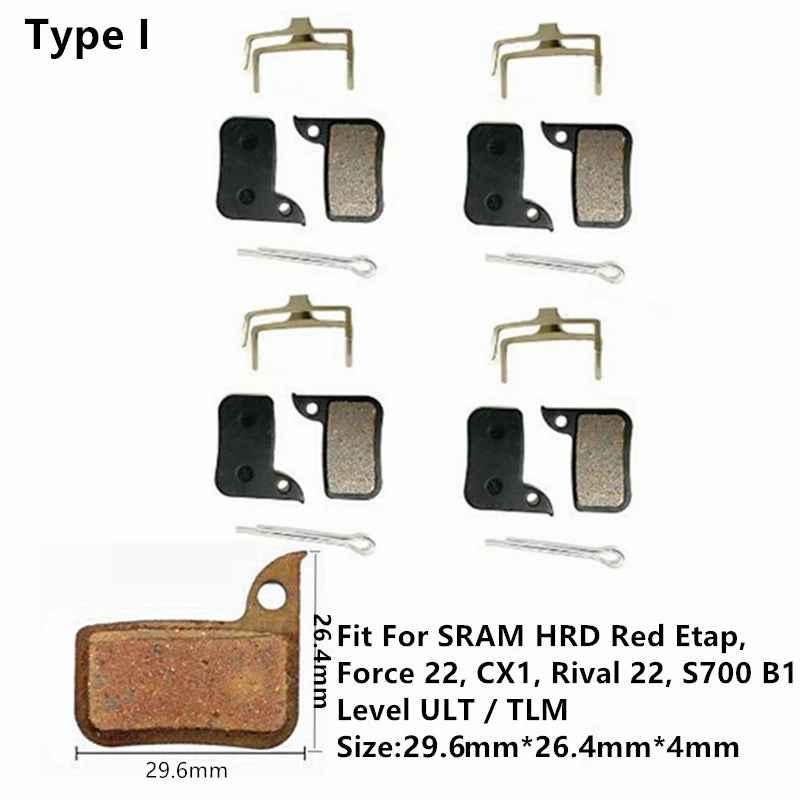 4Pairs Bike MTB Semi-Metallic Disc Brake Pads For Shimano B01S G01S A01S XTR XT SLX Deore Sram Guide Level HRD Red Etap Magura