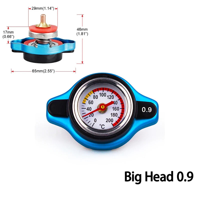 Car Automobile Styling SPSLD Thermo Radiator Cap Tank Cover Water Temperature Gauge with Utility Safe 0.9 Bar/ 1.1 Bar/1.3 Bar