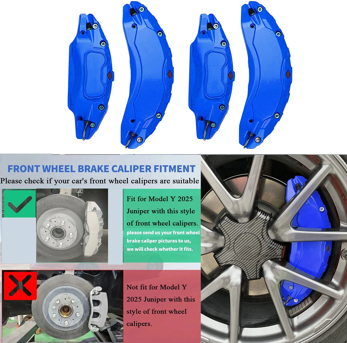 For Tesla Model Y YL Juniper Brake Caliper Cover 2025 2026 4pcs With Decals 19 20in Wheels (Not Fit RWD Made in Berlin)
