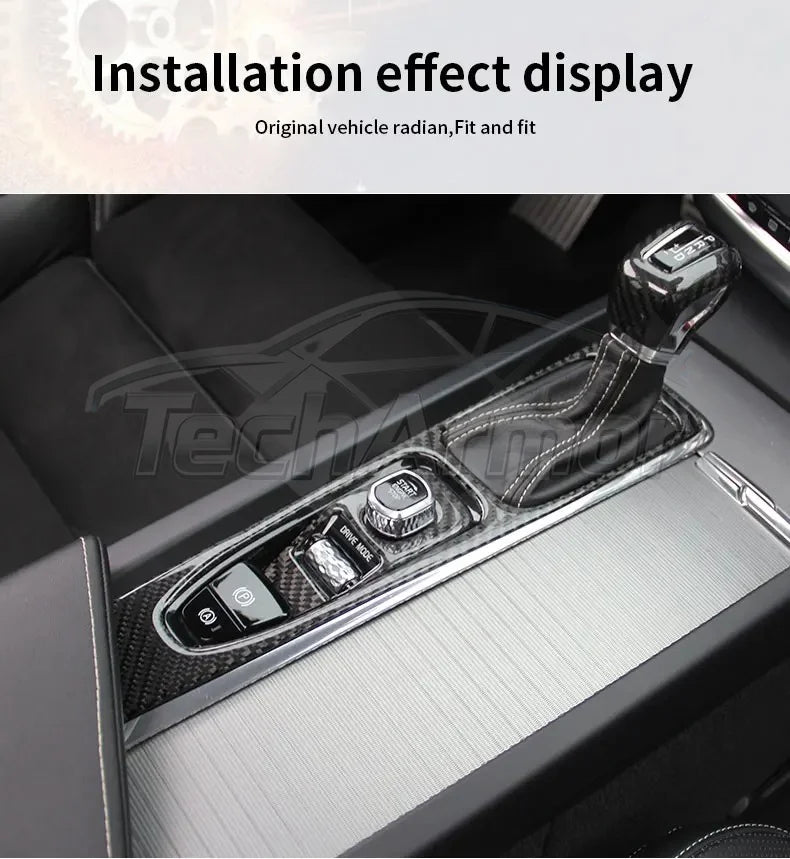 Car Center Console Gear Panel Carbon Fiber Sticker Protector
