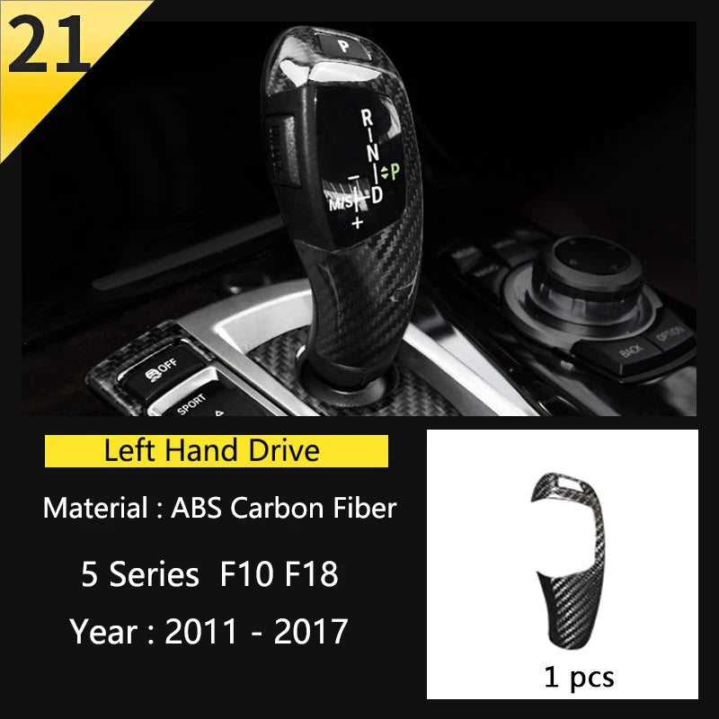 LHD For BMW 5 Series F10 F11 Carbon Fiber Car Central Armrest Box Cover Storage Box Gear Position Panel Decoration Cover Trim