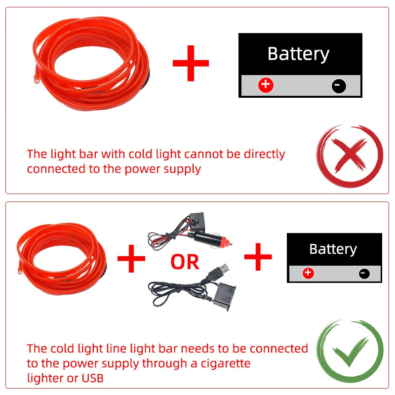 1M/2M/3M/5M Car Interior Led Decorative Lamp EL Wiring Neon 