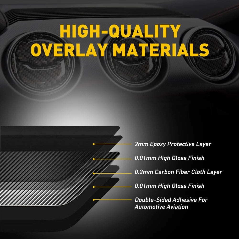 1Pcs Carbon Fiber Headlight Switch Trim Decor Cover for Ford