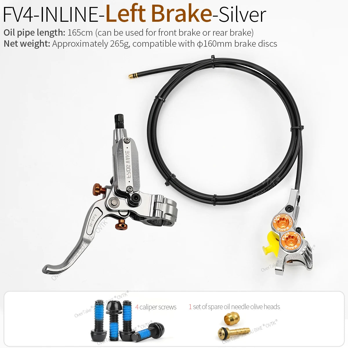 FROG WAKE FV4 4-Piston Hydraulic Disc Brake Kit Split Type Aluminum Inline Radial Front / Rear Brake Grey / Silver / Black Bike