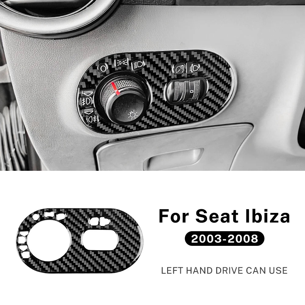 Real Soft Carbon Fiber Sticker For Seat Ibiza/Cordoba 6L 2003 2004 2005 2006 2007 2008 LHD Car Headlight Switch Trim Accessories