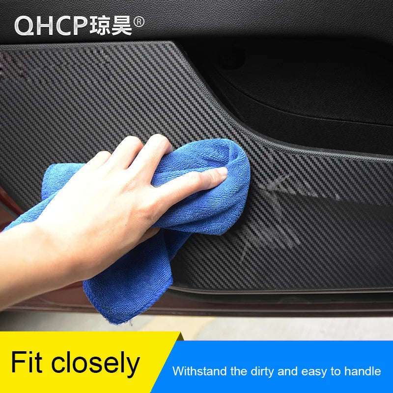 QHCP Car Door Anti kick Sticker Pad Carbon Fiber Anti-dirty 
