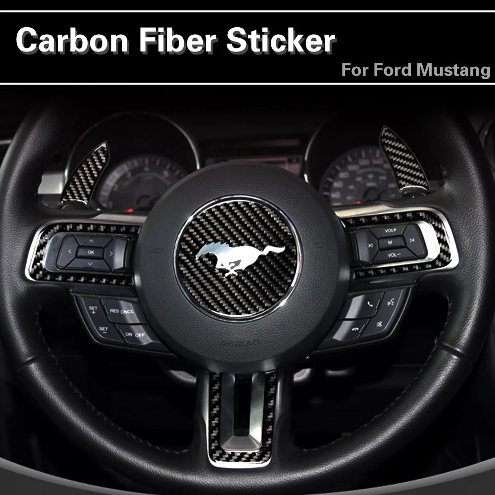 4pcs Carbon Fiber Car Steering Wheel Stickers Interior Trim 