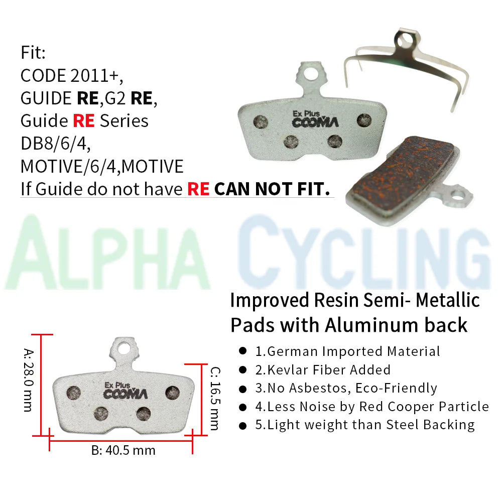 4 Pairs Bicycle Brake Pads for SRAM Motive DB8 Code CODE R (