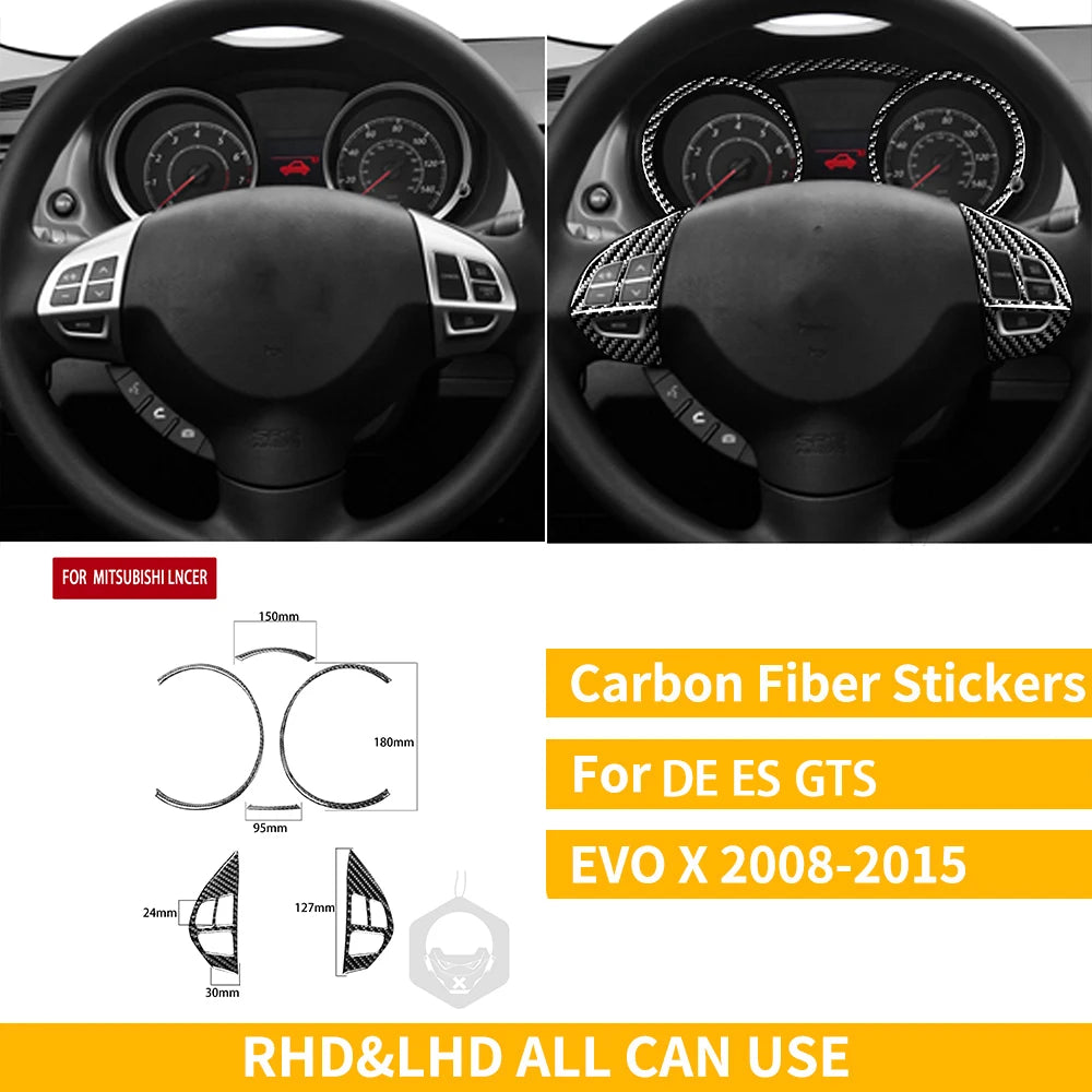 For Mitsubishi Lancer EVO X MR 2008-2015 Carbon Interior Trim Sticker Set Speedometer Window Lifting Storage Car Accessories