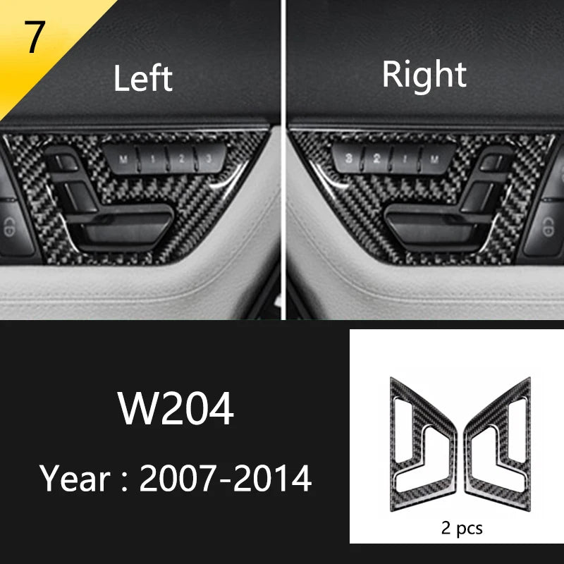 For Mercedes Benz C Class W204 C180 C200 C260 Car Carbon Fiber Window Door Panel Strip Cover Protective Trim Sticker Accessories