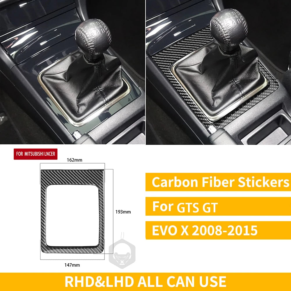 For Mitsubishi Lancer EVO X MR 2008-2015 Carbon Interior Trim Sticker Set Speedometer Window Lifting Storage Car Accessories