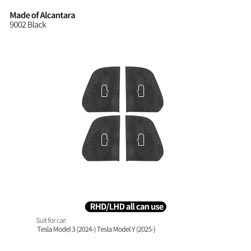 For Tesla Model 3 (2024-) / Model Y (2025-) Made of Alcantara Door Switch Patch Trim Sticker Cover Car Interior Accessories
