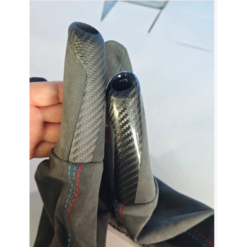 F30 F31 Car Alcantara Handbrake Handle with Carbon Fiber Gea