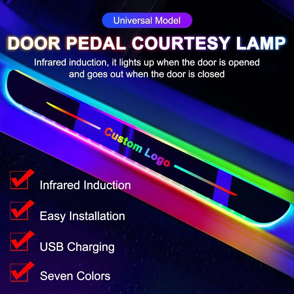 New Customized Car Door Threshold Sill Strip Light Logo Lamp