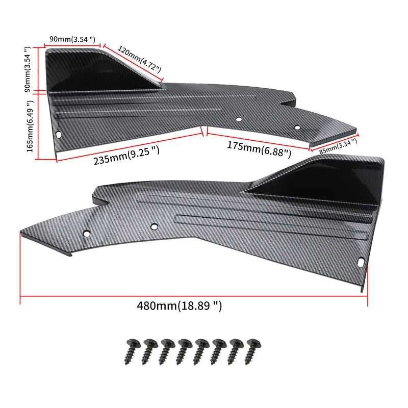 2PCS Universal Car Rear Bumper Spoiler Lip Carbon Fiber Wing Trim Protection Anti-crash Diffuser Side Skirt Wrap Angle Splitter