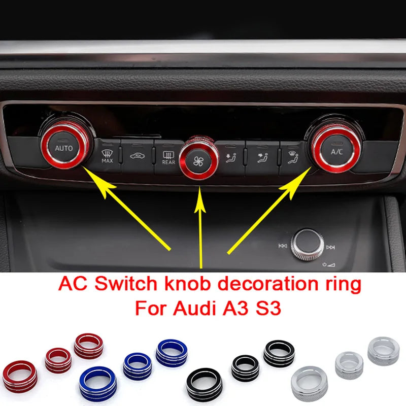 Dashboard AC Control Switch Knob Decoration Ring Metal Trim 