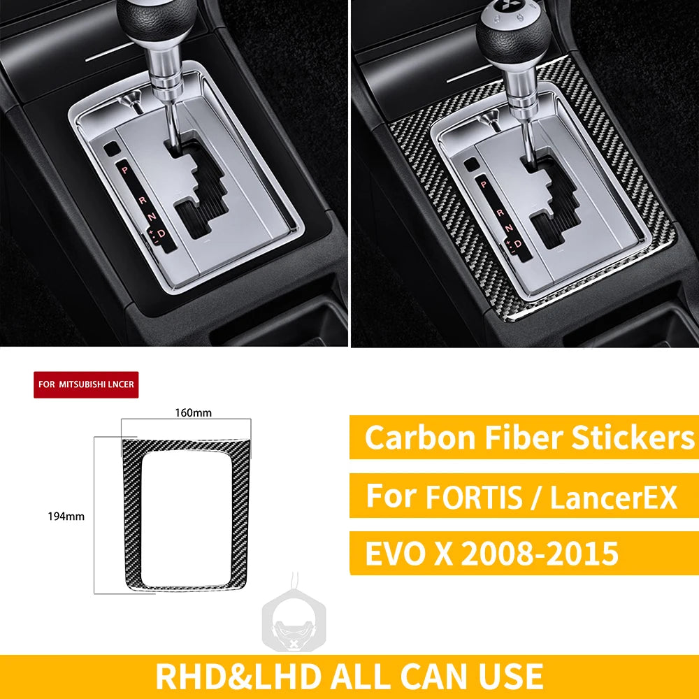 For Mitsubishi Lancer EVO X MR 2008-2015 Carbon Interior Trim Sticker Set Speedometer Window Lifting Storage Car Accessories
