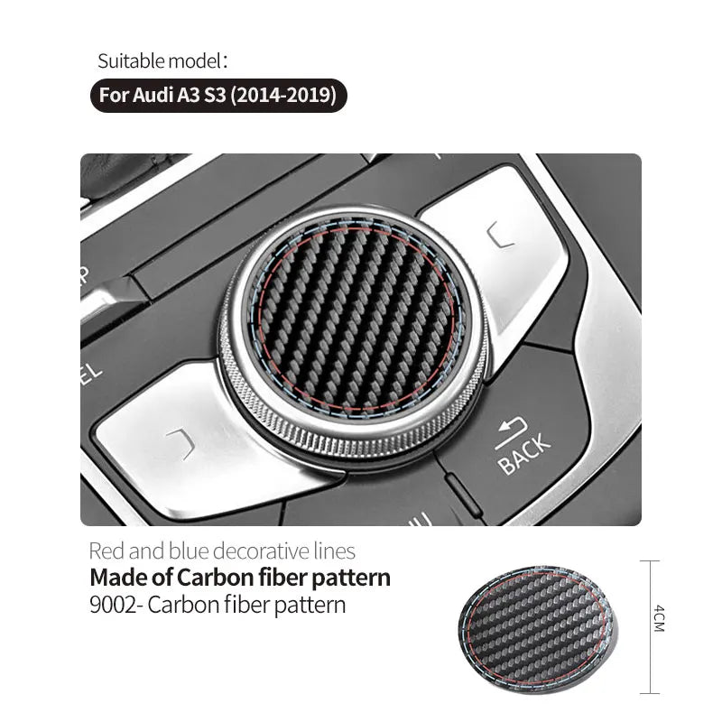 For Audi 8V A3 S3 (2014-2019) Sport Car Multimedia Button Knob Cover Trim Sticker Anti Scratch Carbon Fiber Interior Accessories