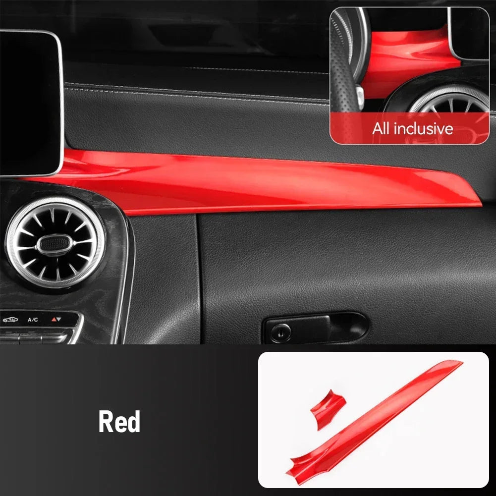 2Pcs Car Carbon Fiber Texture Central Console Dashboard Panel Protective Cover Trim For Mercedes Benz 15-21 C W205 16-21 GLC X25