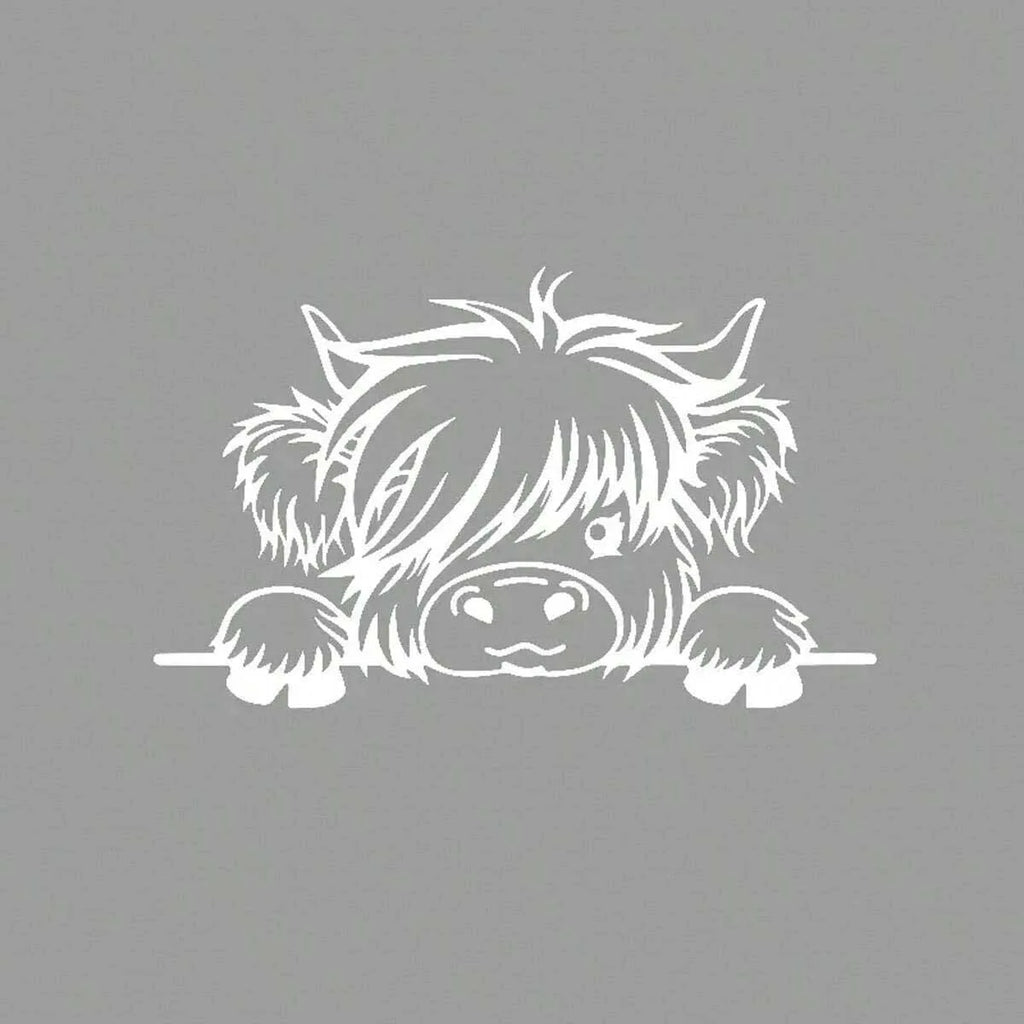 Waterproof Vinyl Stickers - Cute Scottish Highland Cow Self-Adhesive Can Be Used for Car Trim Glossy Finish Durable