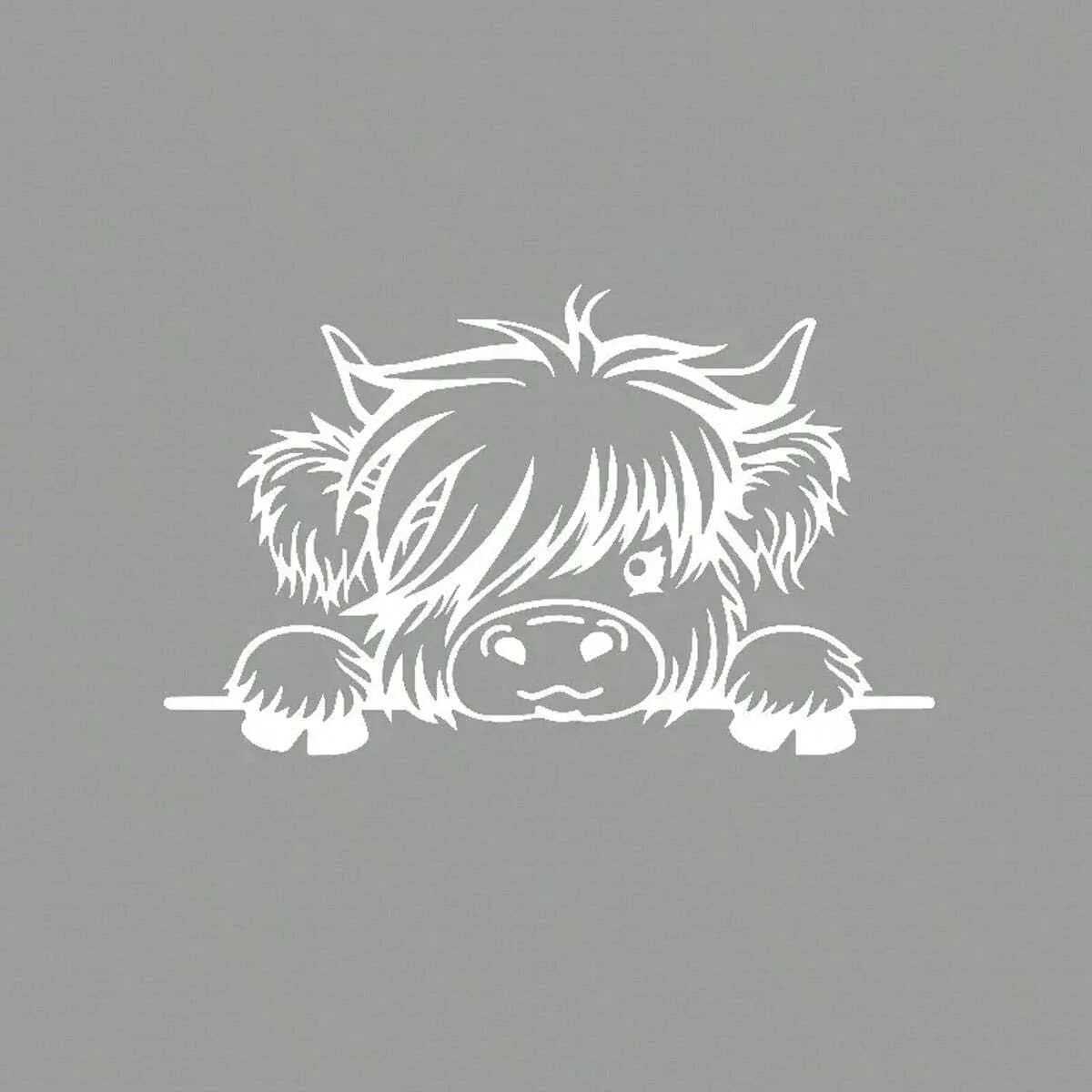 Waterproof Vinyl Stickers - Cute Scottish Highland Cow Self-Adhesive Can Be Used for Car Trim Glossy Finish Durable
