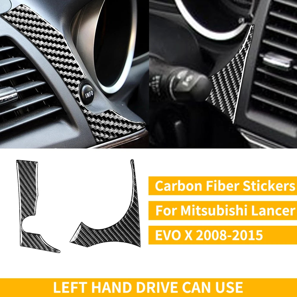 For Mitsubishi Lancer EVO X MR 2008-2015 Carbon Interior Trim Sticker Set Speedometer Window Lifting Storage Car Accessories