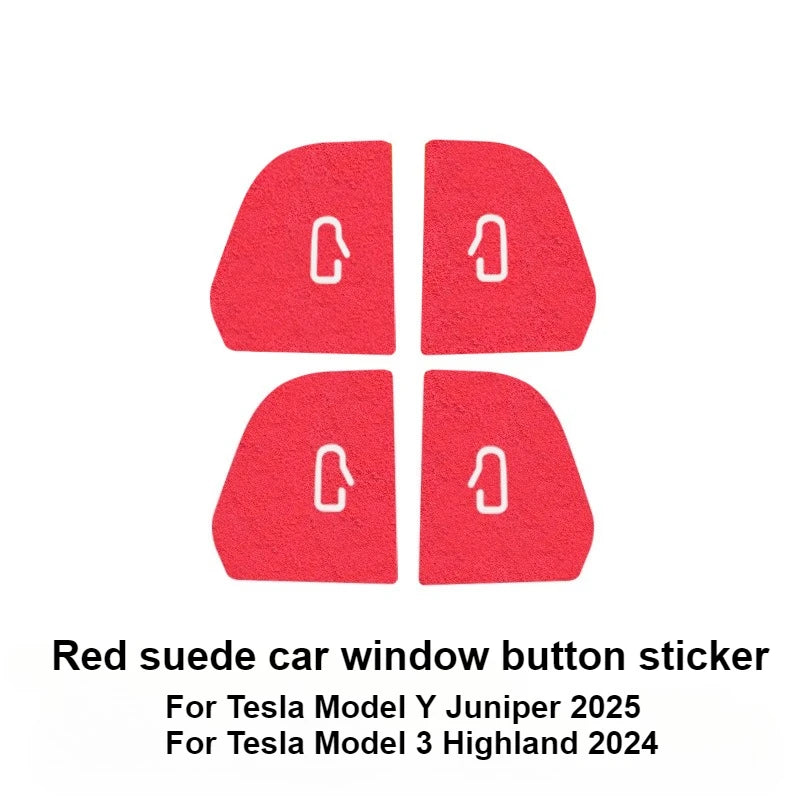 Car Interior Suede Door Switch Button Trim Stickers Patch Trim Cover For Tesla Model 3 Y Highland Juniper 2025 Car Accessories