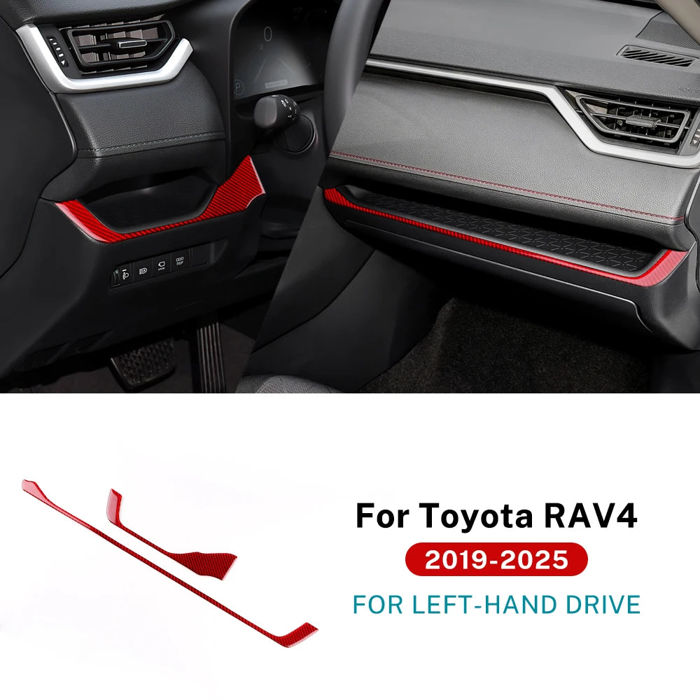 Real Soft Carbon Fiber Sticker For Toyota RAV4 XA50 2019 2020 2021 2022 2023 2024 2025 LHD RHD Car Dashboard Decor Strip Trim