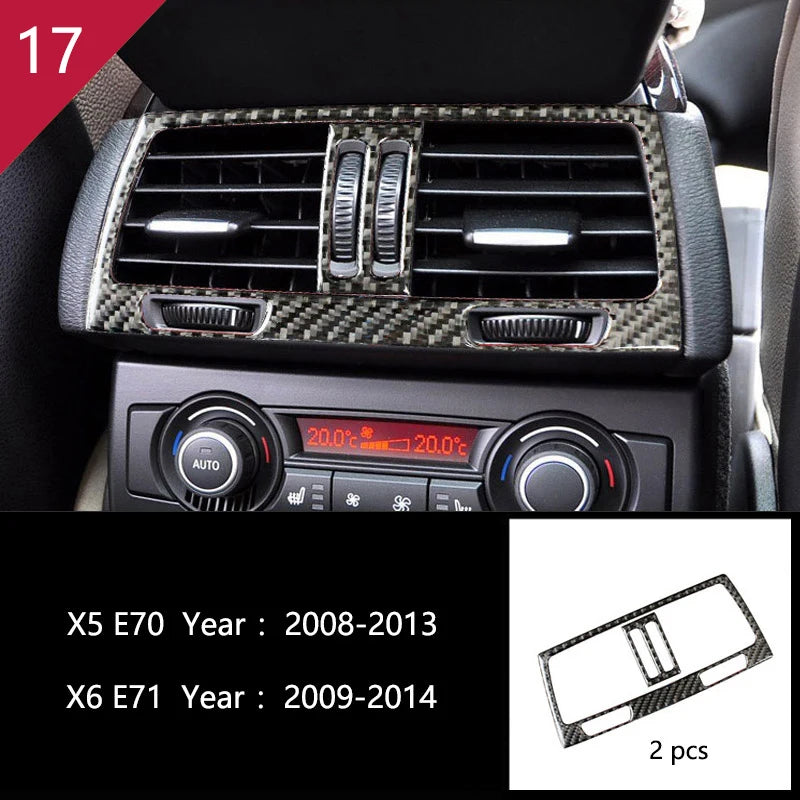 For BMW X5 X6 E70 E71 Accessories Car Interior Air Conditioning CD Console Panel Cover Decoration Trim Carbon Fiber Car Styling