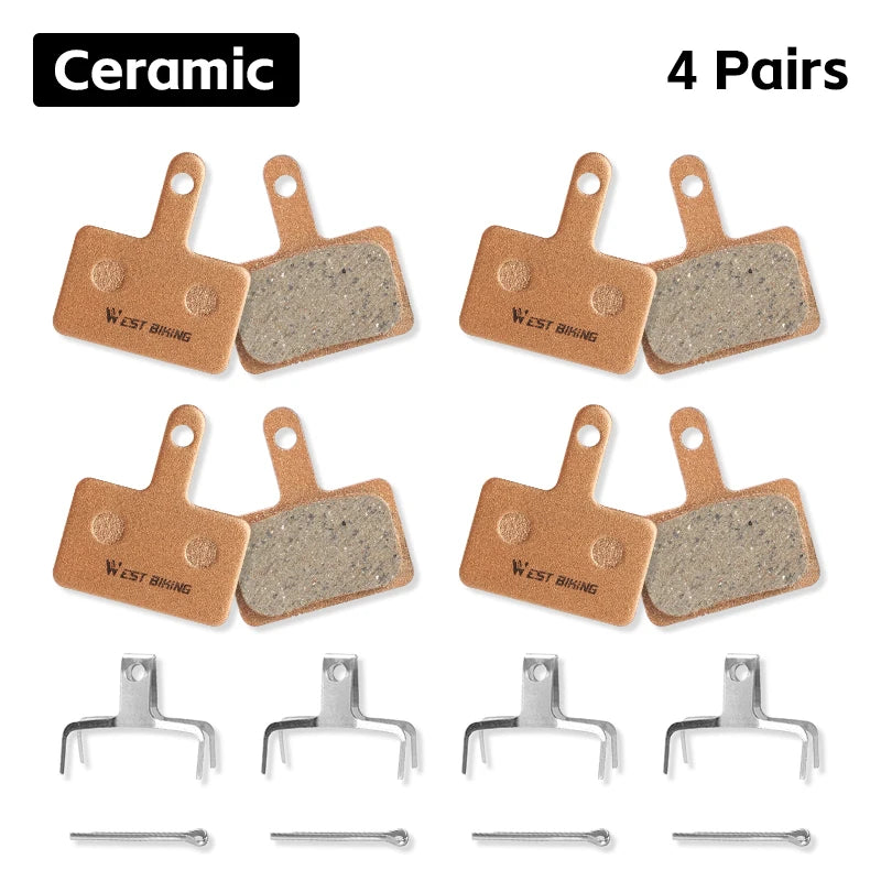 WEST BIKING Resin Ceramic Bike Brake Pads For Shimano Mt200 M515 C501 C601 1/2/4/6/8 Pair Wear-resistant Road Bicycle Brake Pads